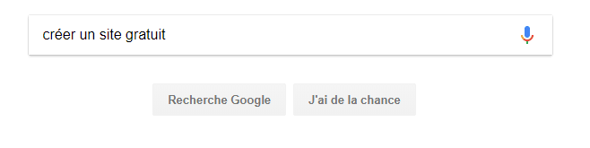Capture d'écran d'une recherche Google : "créer un site gratuit"