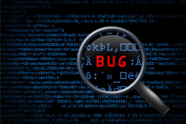 illustration d'une loupe atrandissant le mot bug en rouge dans un ensemble de code