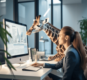 Une girafe qui aide à prendre une décision site web